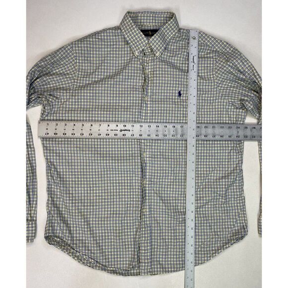Polo Ralph Lauren Plaid Button Up Shirt Men XL Yellow Blue Pony Long Sleeve - Picture 5 of 5